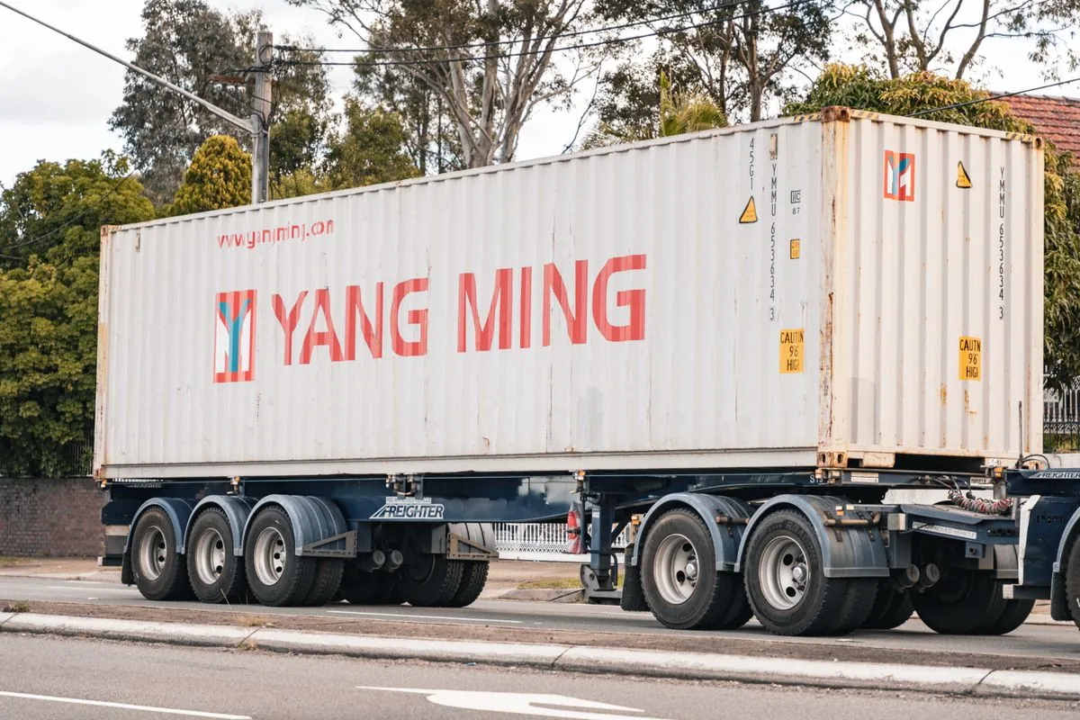 40 ft shipping container on a trailer